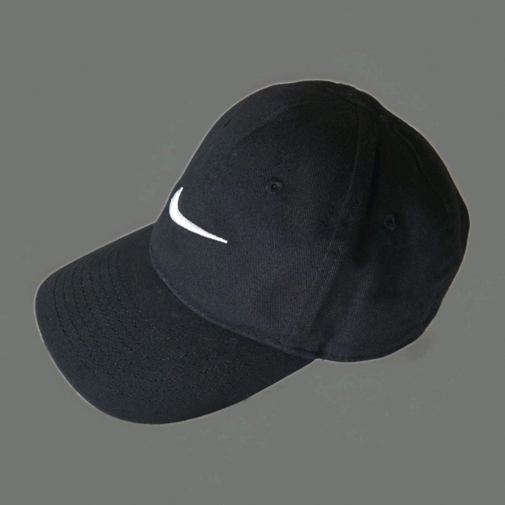 Boys Baseball Cap Nike Black Hat Kids Embroidered White Swoosh Adjustable 4-7 - Picture 3 of 5